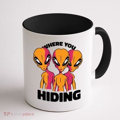 Where You Hiding Creepy Aliens Coffee Mug back