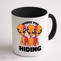 Where You Hiding Creepy Aliens Coffee Mug thumb 1