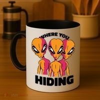 Where You Hiding Creepy Aliens Coffee Mug thumb 4