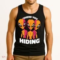 Where You Hiding Creepy Aliens Tank Top thumb 3