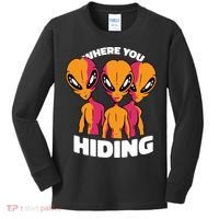 Where You Hiding Creepy Aliens Kids Long Sleeve Shirt thumb 0