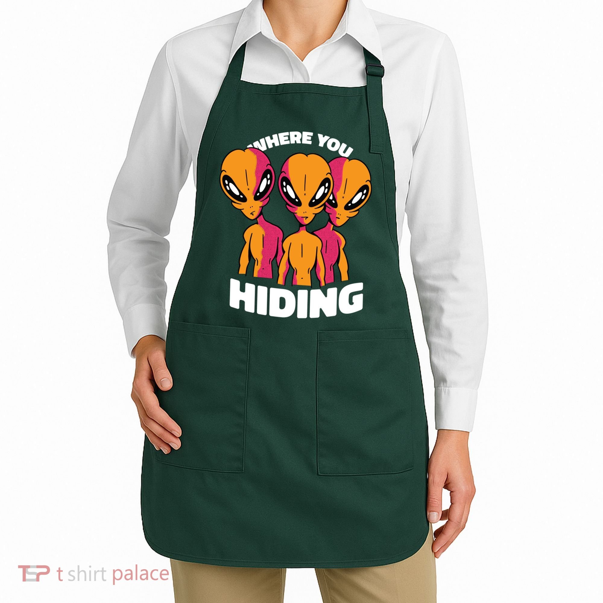 Where You Hiding Creepy Aliens Apron