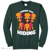 Where You Hiding Creepy Aliens Sweatshirt thumb 0