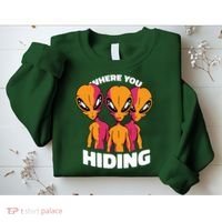 Where You Hiding Creepy Aliens Sweatshirt thumb 2
