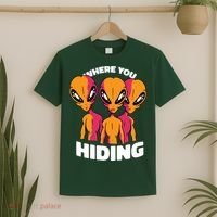 Where You Hiding Creepy Aliens T-Shirt thumb 2
