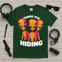 Where You Hiding Creepy Aliens T-Shirt thumb 5