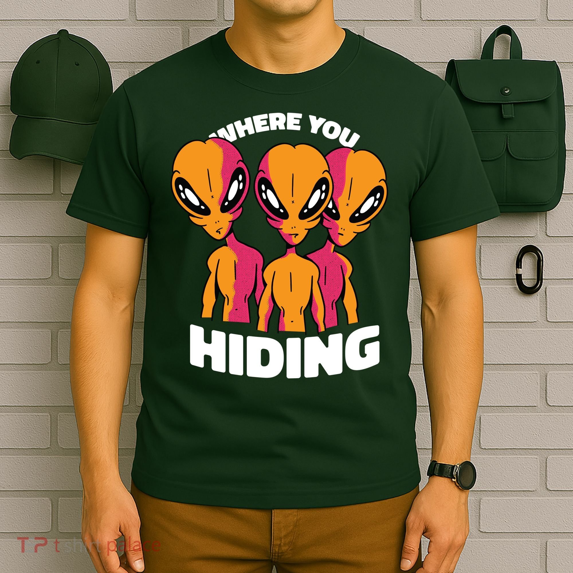 Where You Hiding Creepy Aliens T-Shirt