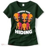 Where You Hiding Creepy Aliens Women's T-Shirt thumb 0