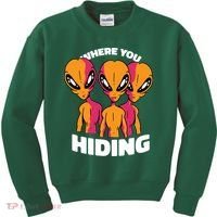 Where You Hiding Creepy Aliens Kids Sweatshirt thumb 0
