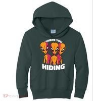 Where You Hiding Creepy Aliens Kids Hoodie thumb 0