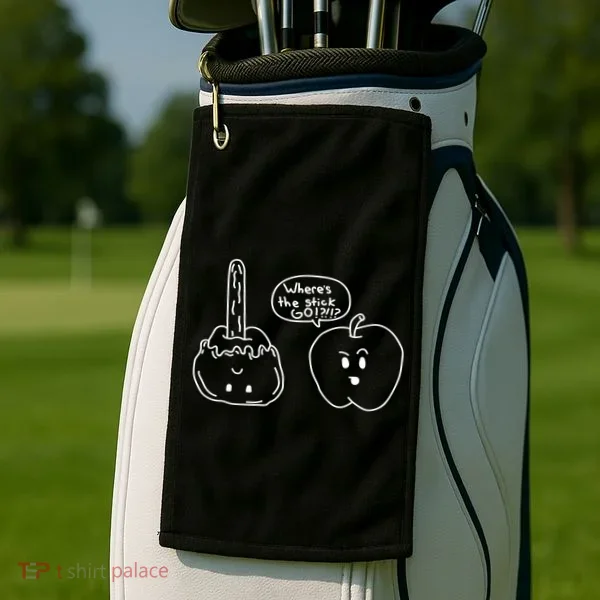 Wheres the Stick Go? Caramel Apple Golf Towel