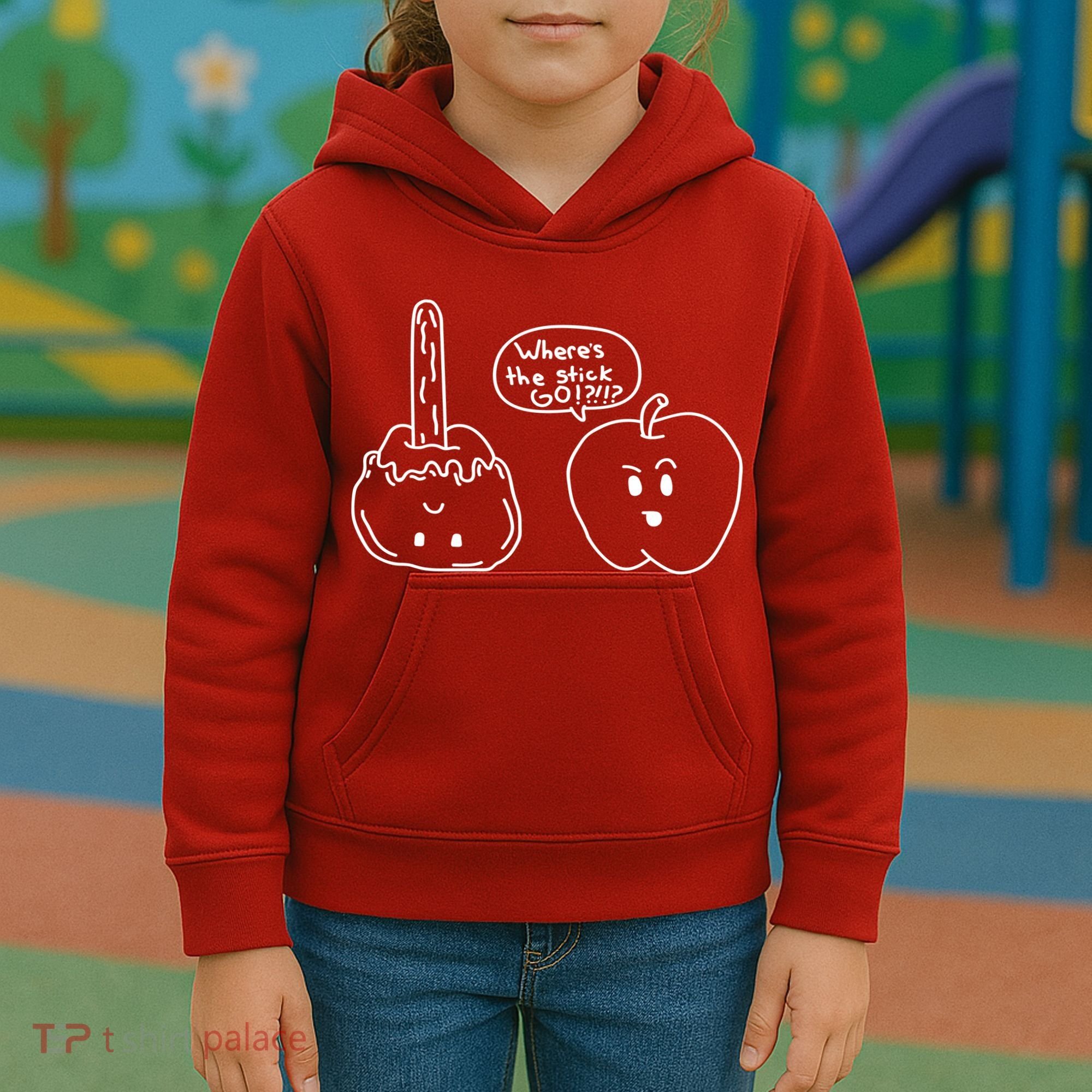 Wheres the Stick Go? Caramel Apple Kids Hoodie
