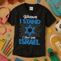 Wherever I Stand I Stand With Israel Kids T-Shirt thumb 3