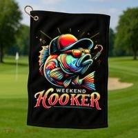 Weekend Hooker Funny Bass Fishing Golf Towel thumb 1