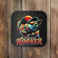 Weekend Hookerr Funny Fish Dad Love Fishing Father's Day Coaster thumb 0