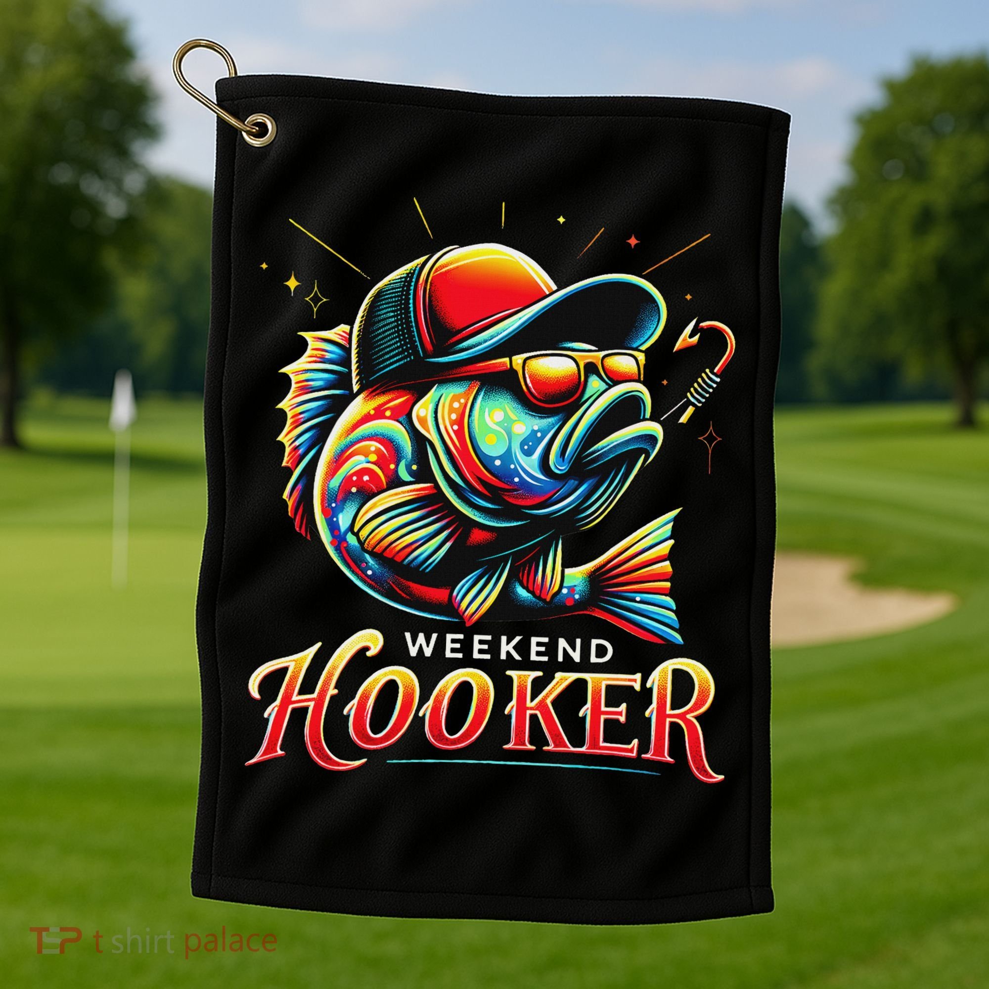 Weekend Hookerr Funny Fish Dad Love Fishing Father's Day Golf Towel