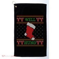 Well Hung Funny Adult Ugly Christmas Style Gift Golf Towel thumb 0