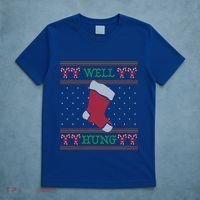 Well Hung Funny Adult Ugly Christmas Style Gift T-Shirt thumb 5