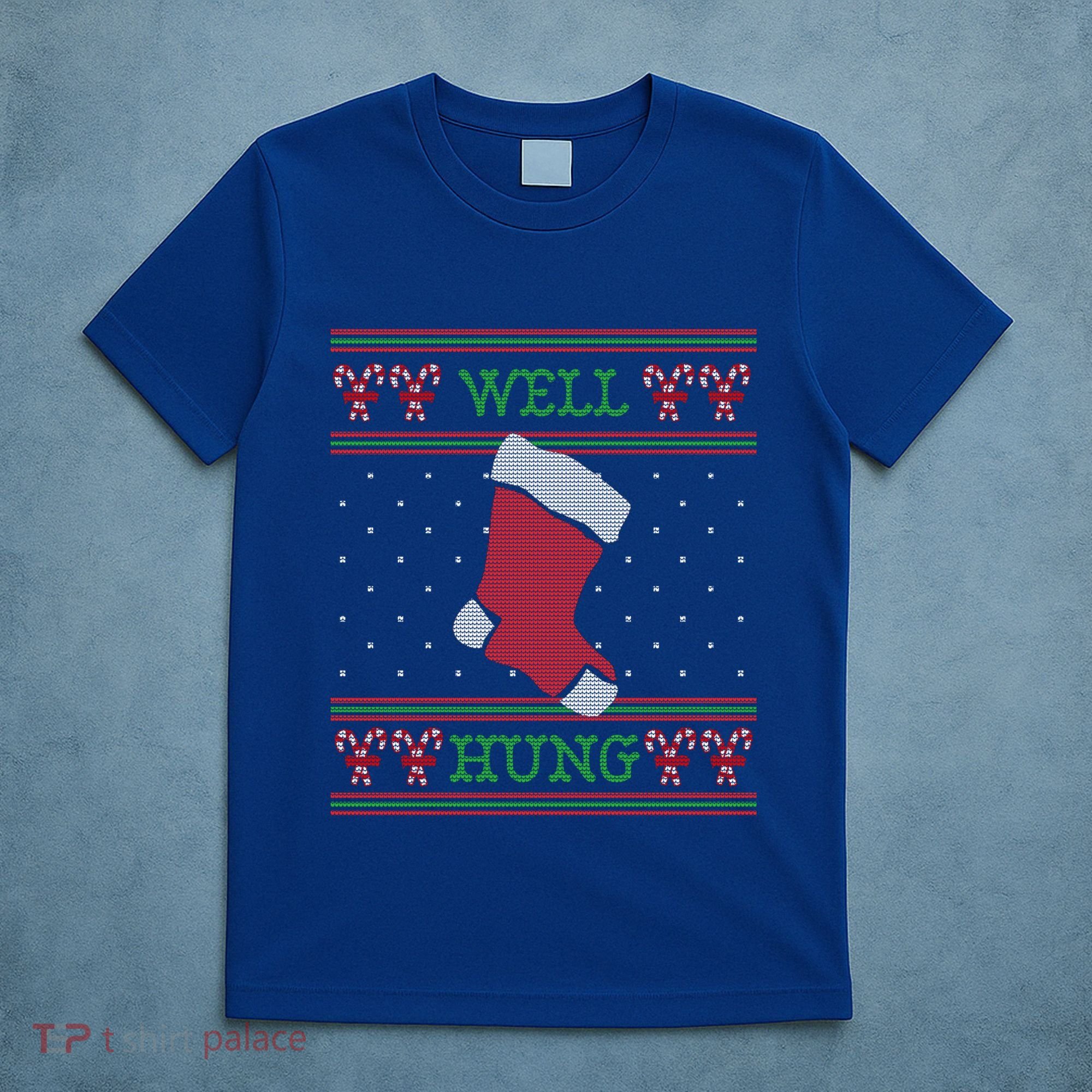 Well Hung Funny Adult Ugly Christmas Style Gift T-Shirt
