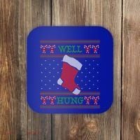 Well Hung Funny Adult Ugly Christmas Style Gift Coaster thumb 0