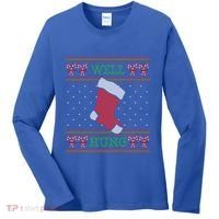 Well Hung Funny Adult Ugly Christmas Style Gift Women's Long Sleeve Shirt thumb 0