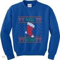 Well Hung Funny Adult Ugly Christmas Style Gift Kids Sweatshirt thumb 0