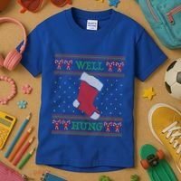 Well Hung Funny Adult Ugly Christmas Style Gift Kids T-Shirt thumb 3