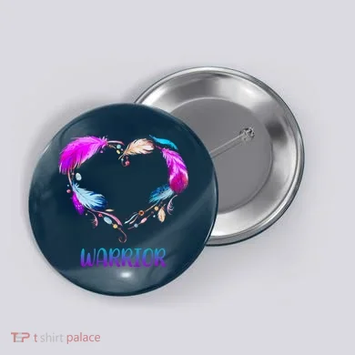 Warrior Heart Feather Graphic Button