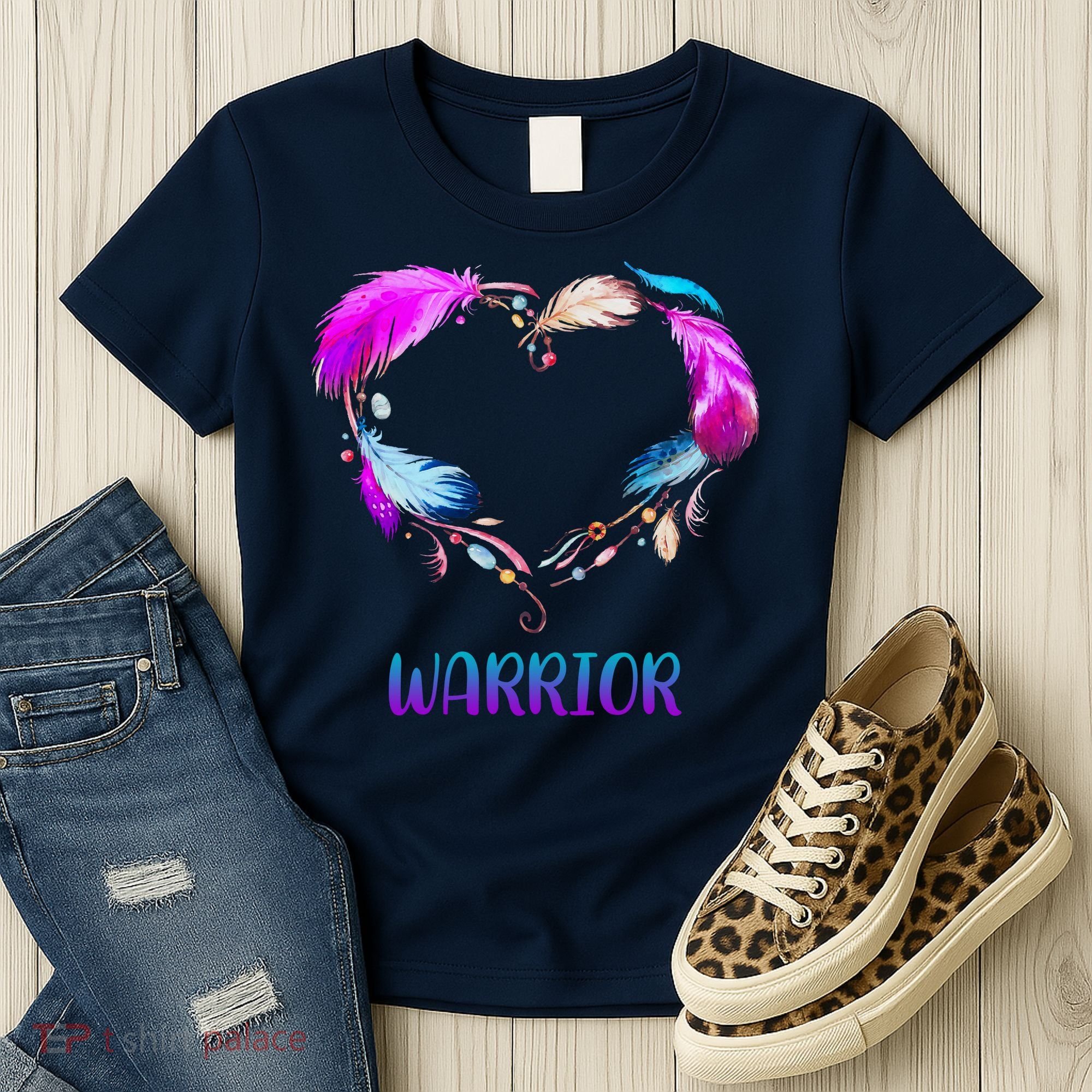 Warrior Heart Feather Graphic Women's T-Shirt