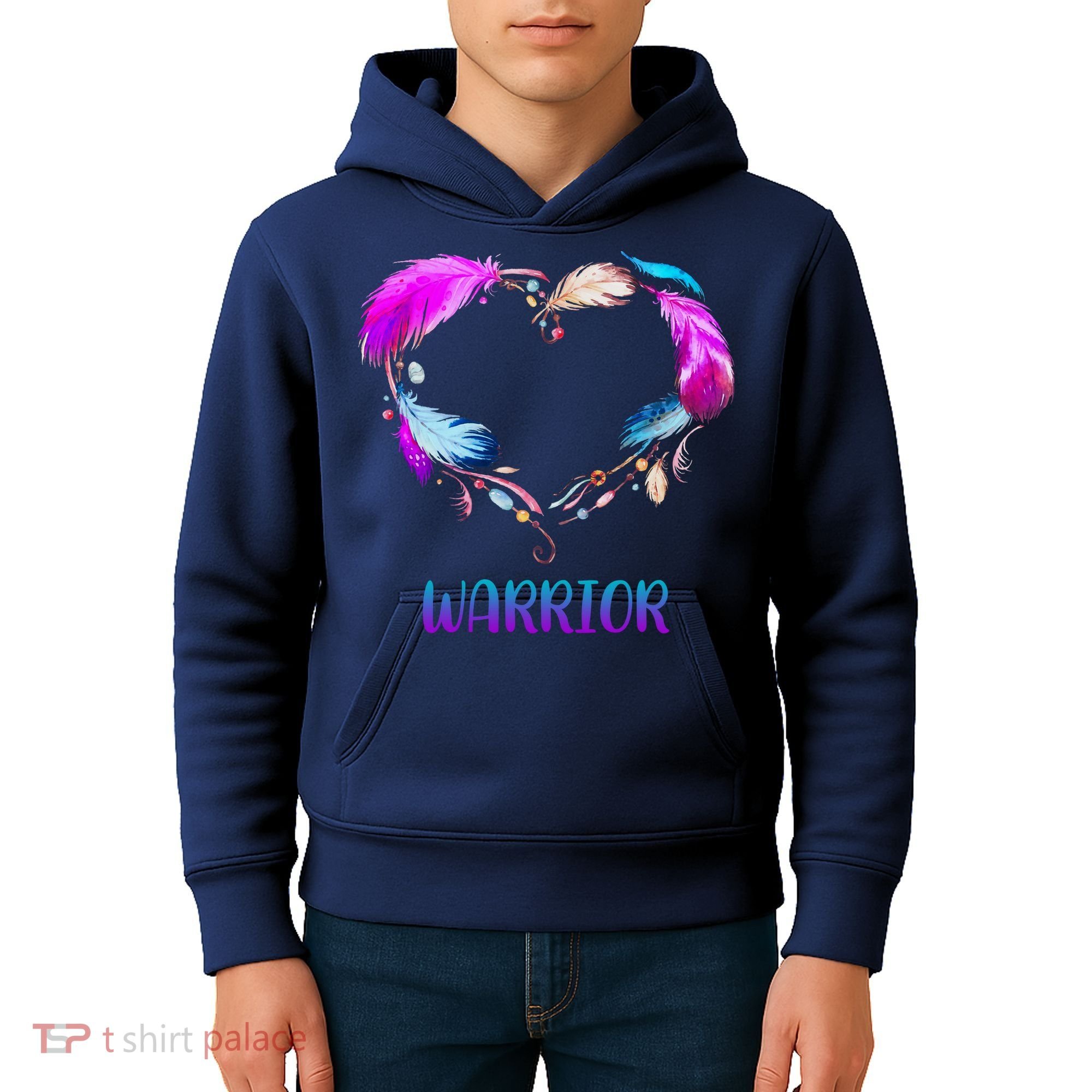 Warrior Heart Feather Graphic Kids Hoodie