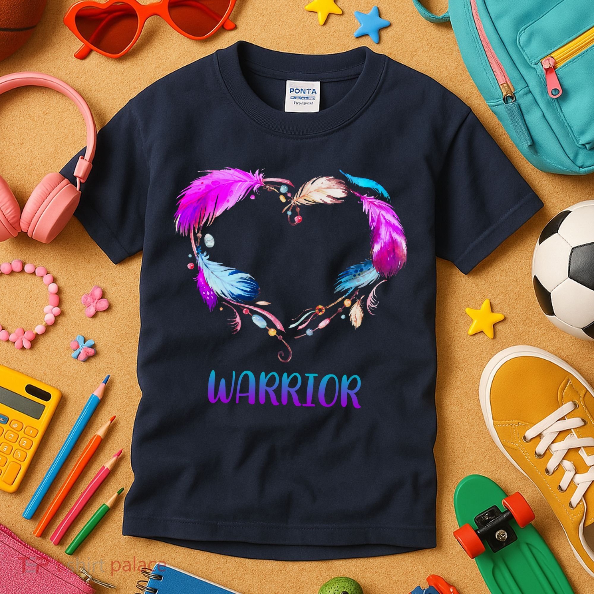 Warrior Heart Feather Graphic Kids T-Shirt