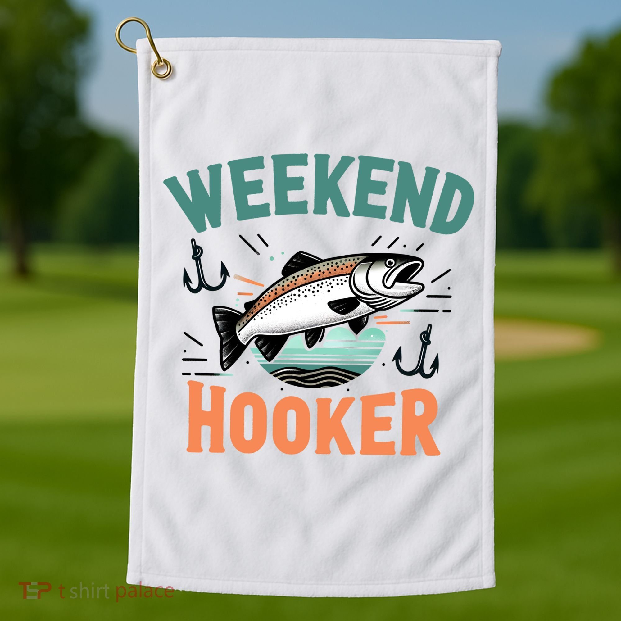 Weekend Hooker Fishing Golf Towel