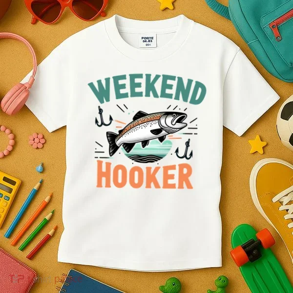 Weekend Hooker Fishing Kids T-Shirt