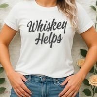 Whiskey Helps Funny Women's T-Shirt thumb 2
