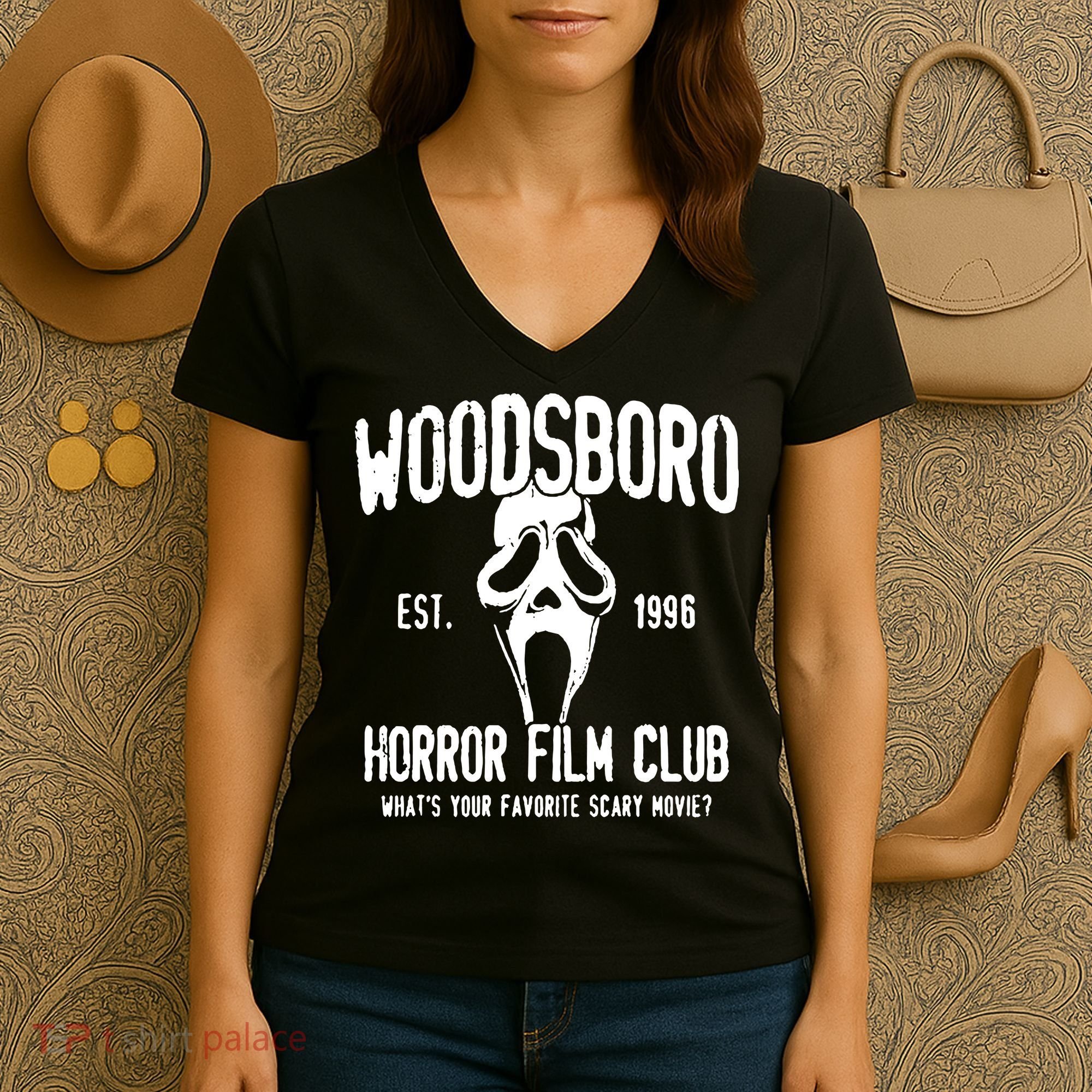 Woodsboro Horror Film Club Women's V-Neck T-Shirt