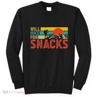 Will Hike For Snacks Funny Hiking Outdoor Mountain Sweatshirt thumb 0