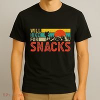 Will Hike For Snacks Funny Hiking Outdoor Mountain T-Shirt thumb 3