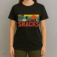 Will Hike For Snacks Funny Hiking Outdoor Mountain T-Shirt thumb 4