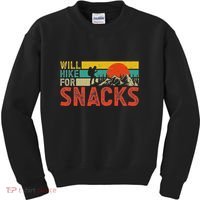 Will Hike For Snacks Funny Hiking Outdoor Mountain Kids Sweatshirt thumb 0