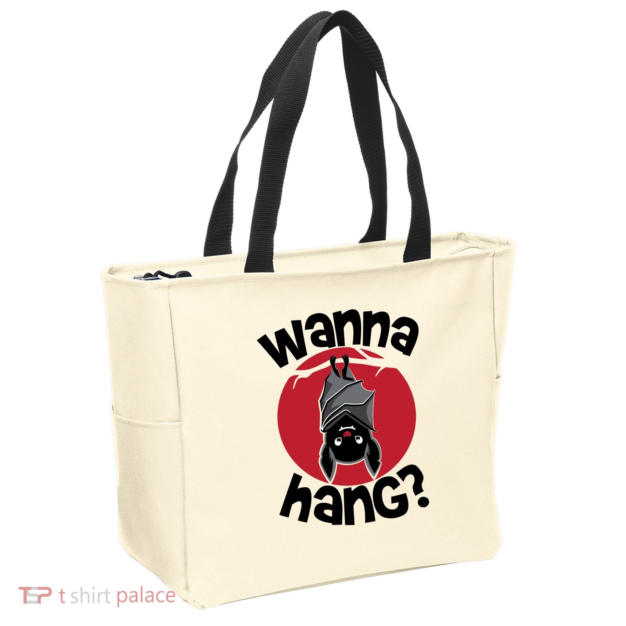 Wanna Hang Funny Bat Tote Bag