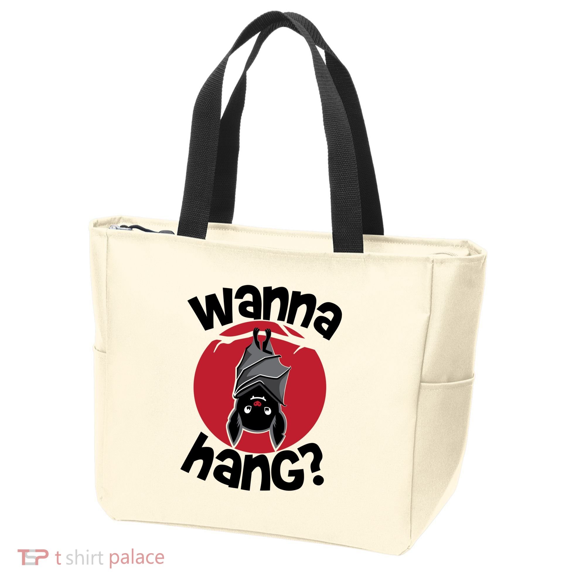Wanna Hang Funny Bat Tote Bag