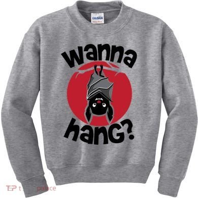 Wanna Hang Funny Bat Kids Sweatshirt
