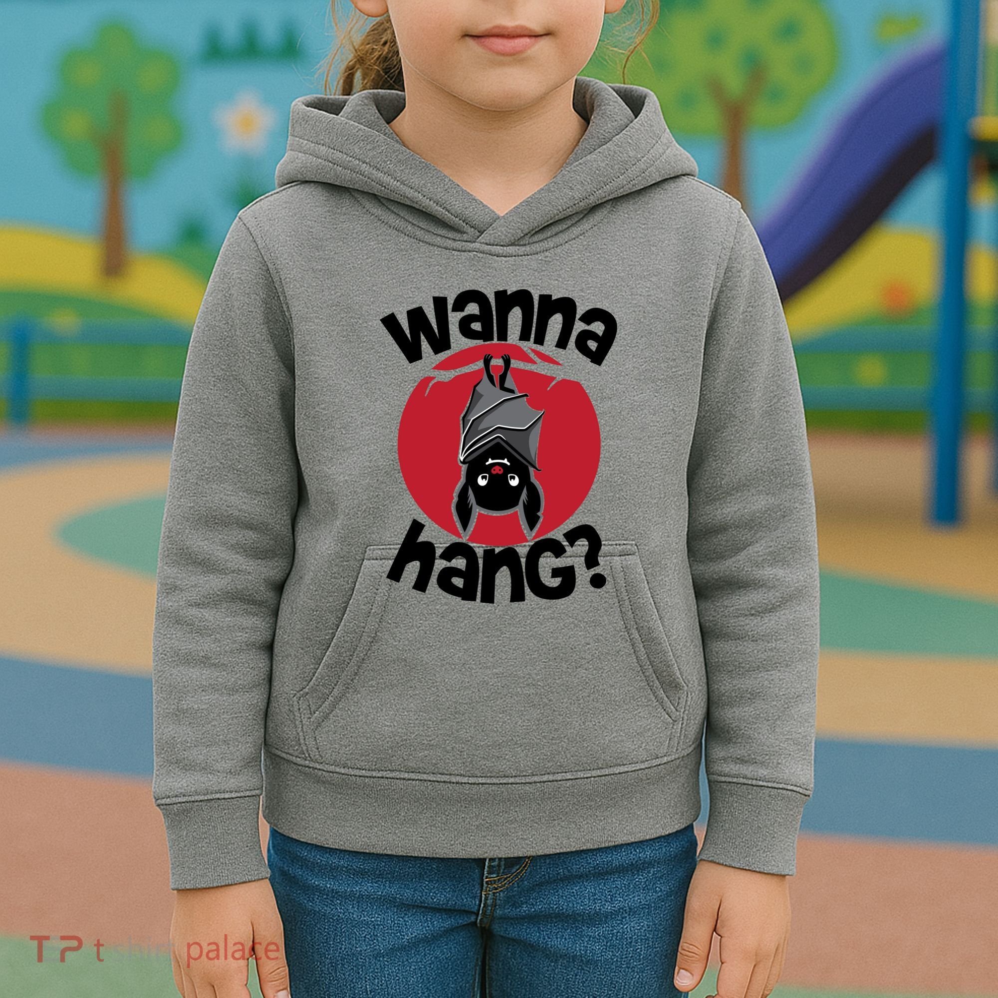 Wanna Hang Funny Bat Kids Hoodie