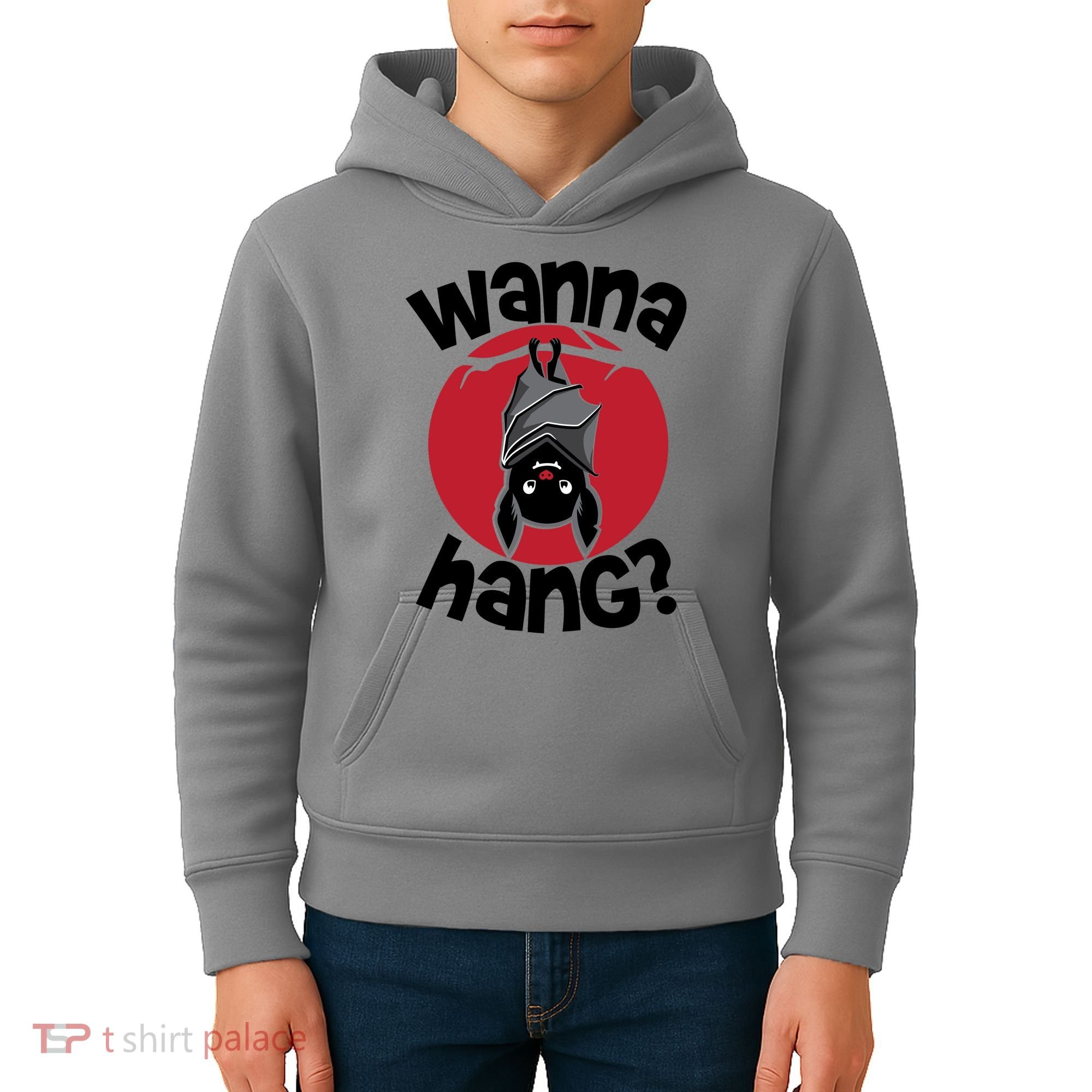 Wanna Hang Funny Bat Kids Hoodie