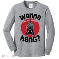 Wanna Hang Funny Bat Kids Long Sleeve Shirt thumb 0