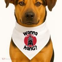 Wanna Hang Funny Bat USA-Made Doggie Bandana thumb 1