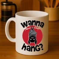 Wanna Hang Funny Bat Coffee Mug thumb 4