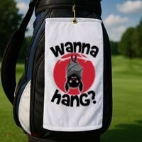 Wanna Hang Funny Bat Golf Towel thumb 2