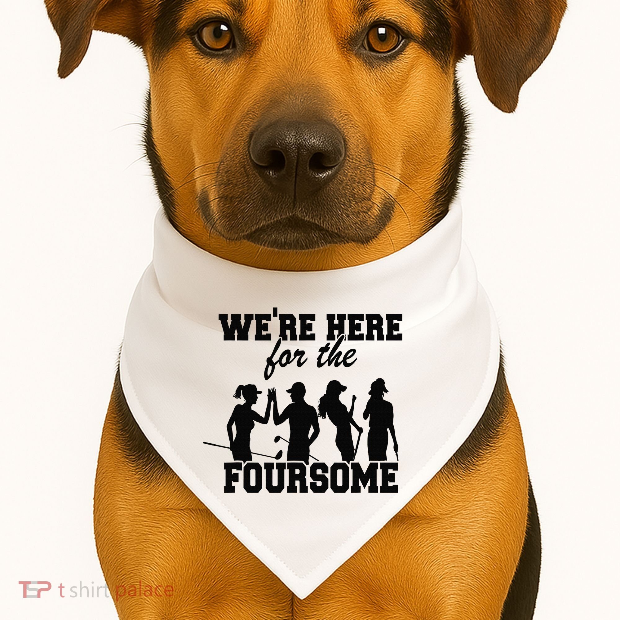 We're Here For The Foursome Funny Sarcasm Golf Lover Golfer USA-Made Doggie Bandana
