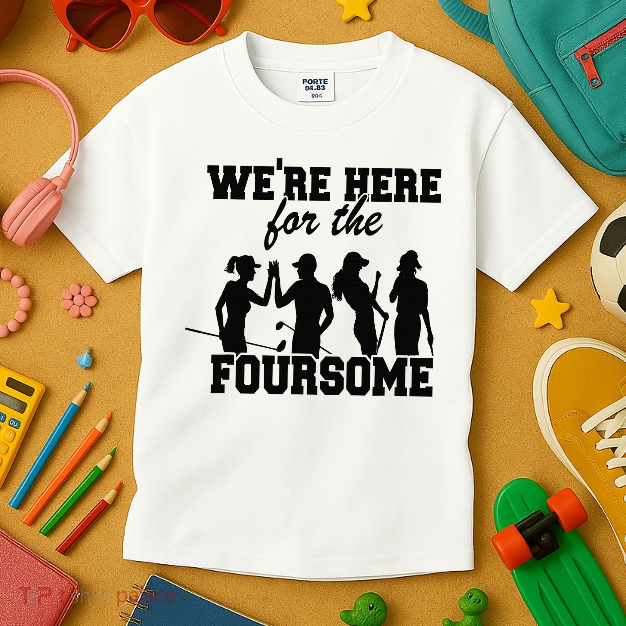 We're Here For The Foursome Funny Sarcasm Golf Lover Golfer Kids T-Shirt